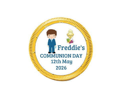 Personalised Communion Boy Choc Coins (15 Pack)