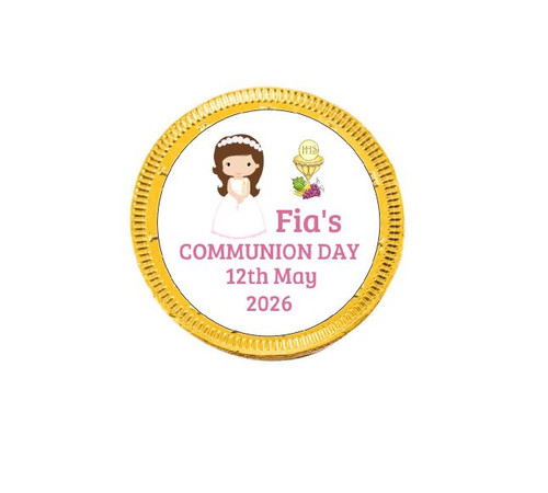 Girls Personalised Communion Chocolate Coins (15 Pack)