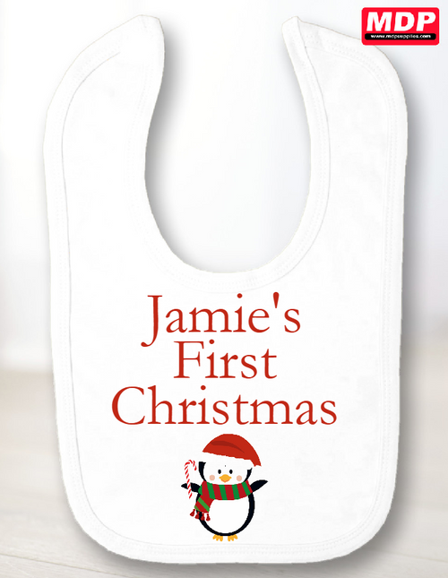 Personalised First Christmas Baby Bib