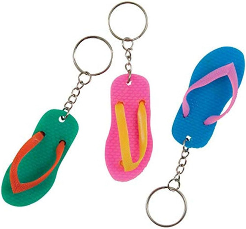 Vibrant Flip Flop Keychains - Assorted Colours, Fun & Unique Accessory - Perfect for Gifting & Personal Use - 6ct