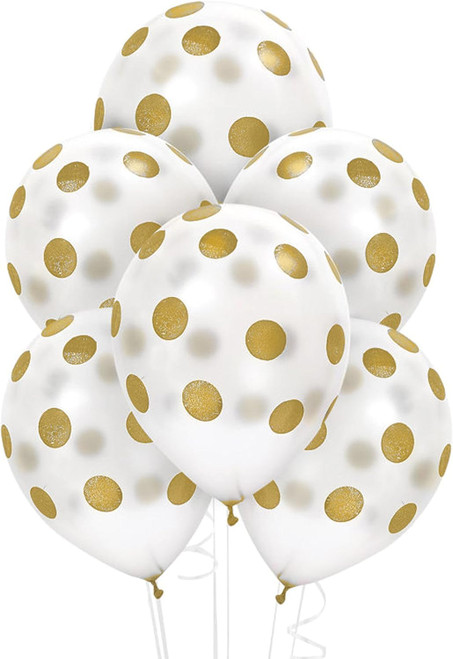 Gold Dotted Latex Balloons (30cm) Pack of 6 - Perfect for Celebrations and Parties