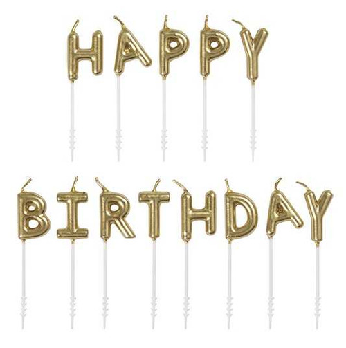 Gold Happy Birthday Candles
