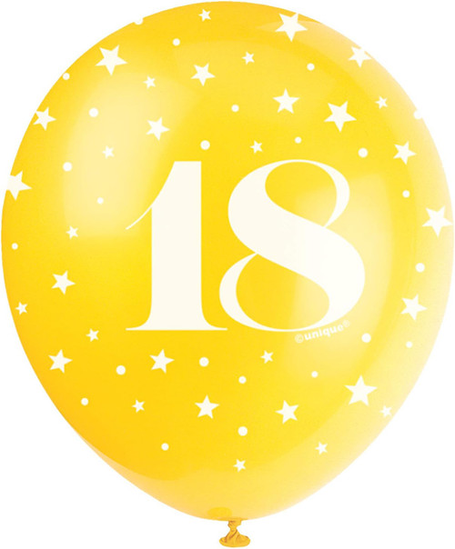 Assorted Colour Number 18 Latex Balloons (30cm) Pack of 5 - Perfect for Birthdays & Special Occasions