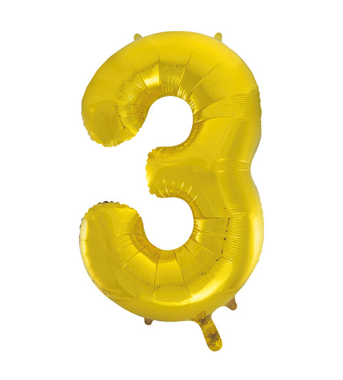 Gold Number 3 Balloon