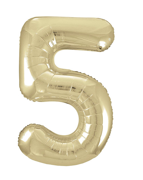 Gold Number 5 Balloon