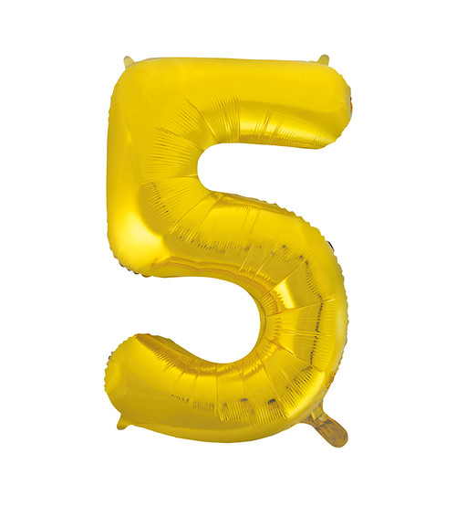 Gold Number 5 Balloon