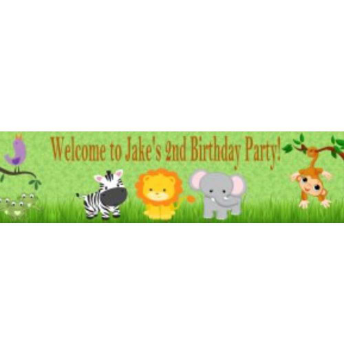 Personalised Jungle Animals Banner | Jungle Animals Party Supplies | Personalised Kids Birthday Banners