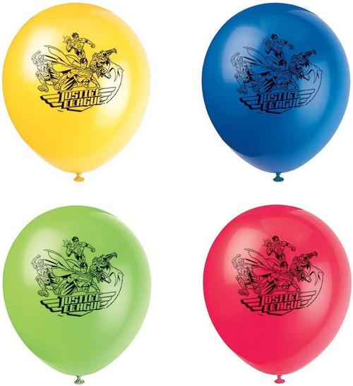 Justice League Assorted Colour Latex Balloons (30cm) Pack of 8 - Perfect for Themed Parties and Celebrations
