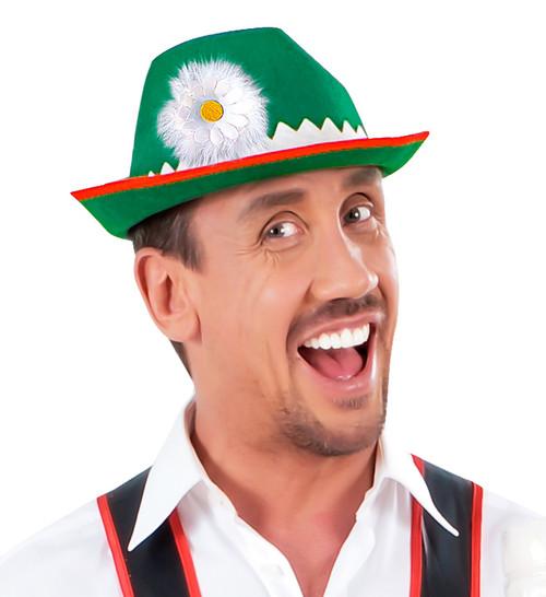 Tyrolean Hat With Edelweiss & Feathers | Lederhosen Costume Accessory