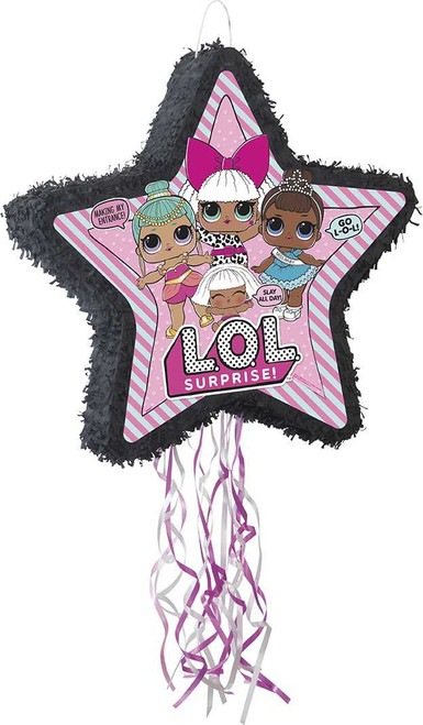 LOL Surprise Pinata | Multicolor LOL Surprise Star-Shaped Drum Pull Pinata (58cm x 55cm)