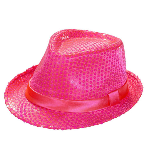 Neon Pink Fedora Hat | Fancy Dress Hats