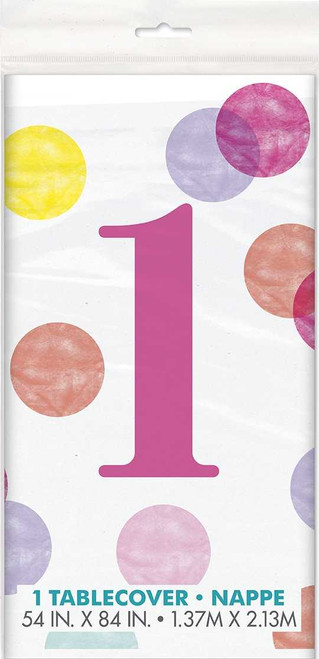 Pink 1st Dots Tablecover - 137cm x 213cm
