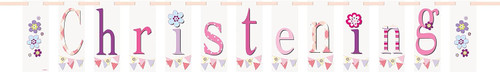 Pink Bunting Christening Block Banner (2.1 meters) 1 Piece - Premium Celebration Banner for Baptism & Christian Events