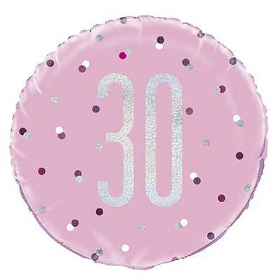 Pink Dot Glitz 30th Balloon