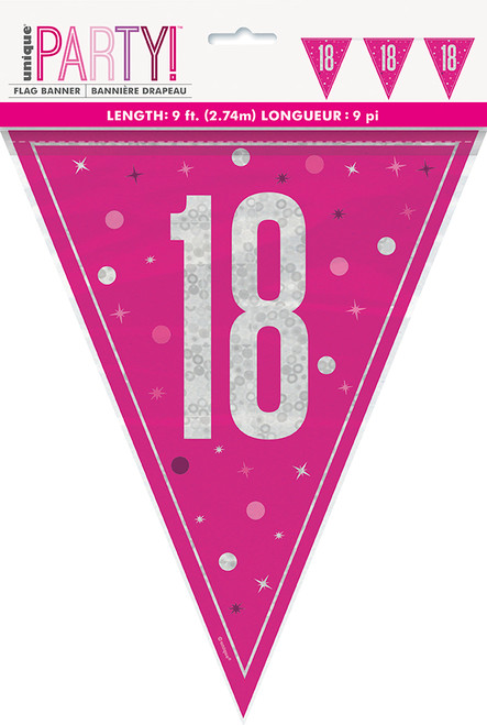 Pink Glitz 18th Bunting
