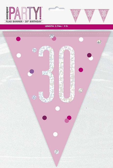 Pink Glitz 30th Bunting