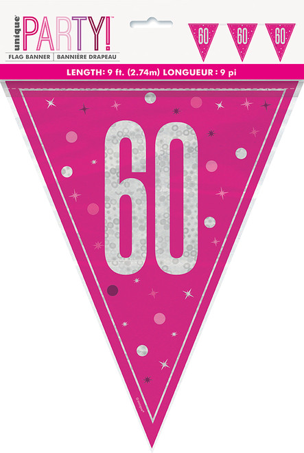 Pink Glitz 60th Bunting