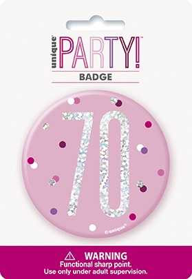 Pink Glitz 70th Badge