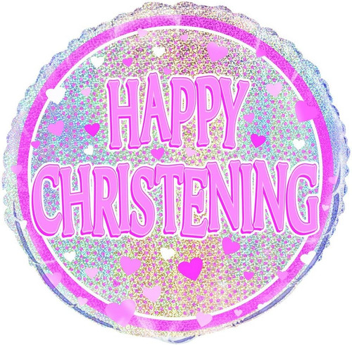 18" Foil Prism Pink Christening Balloon
