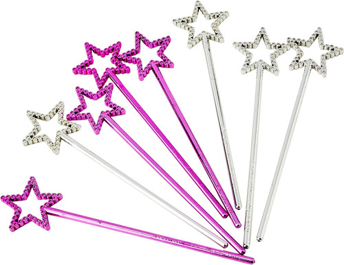 Silver & Pink Mini Plastic Star Wands (24cm) 8 Count - Perfect for Magical Celebrations