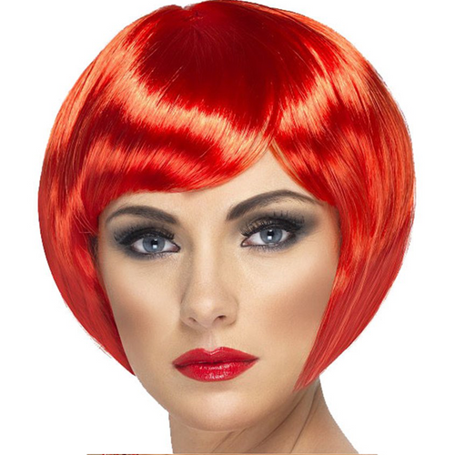 Red Short Bob Wig with Fringe | Ladies Fancy Dress Wig | Ladies Halloween Wig