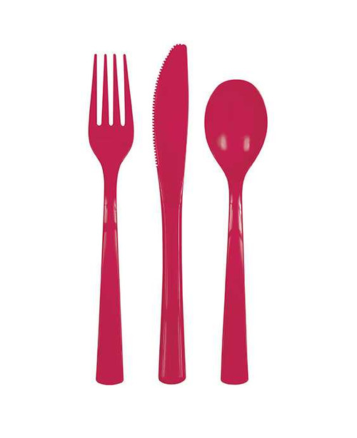 Reusable Red Cutlery - 18 Pack | Red Party Supplies