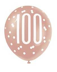 Rose Gold 100th Balloons