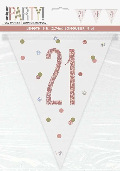 Rose Gold 21st Bunting | Rose Gold 21st Party supplies