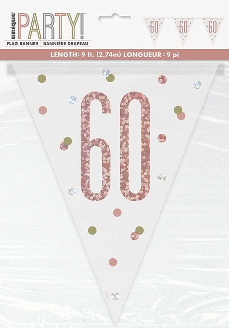 Rose Gold 60th Bunting
