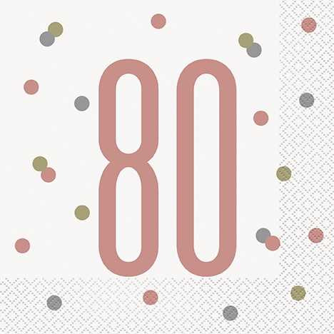 Rose Gold 80th Napkins | Rose Gold Party Supplies