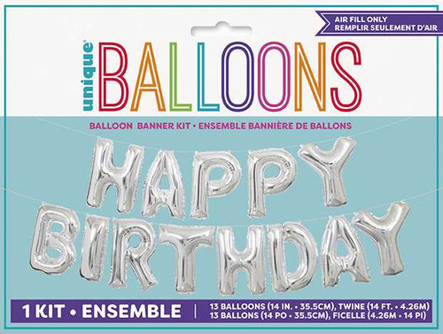 Silver Birthday Balloon Banner