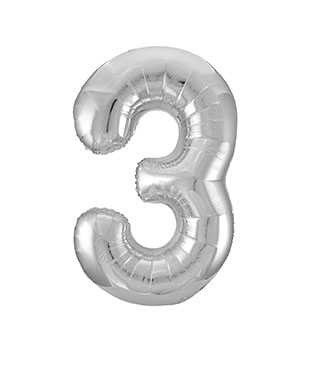 Silver Number 3 Balloon