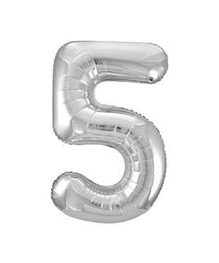 Silver Number 5 Balloon