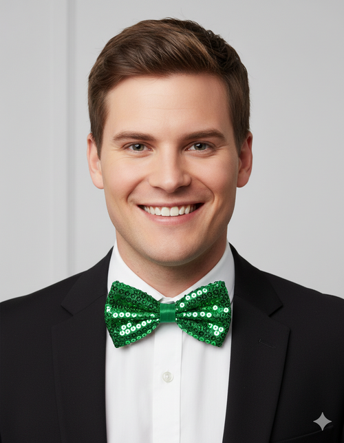 Green Sequin Bow Tie