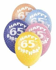 65th Birthday Helium Balloons