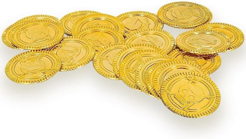 Gold Plastic Treasure Coins - Pack of 30 - Shiny Pirate Coins for Parties, Games, and Gifts