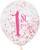 Pink & Gold 1st Birthday Clear Latex Balloons with Confetti (30cm) Pack of 6 - Festive Decorations for Girls Celebration
