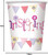Pink Bunting Christening Paper Cup Size Guide