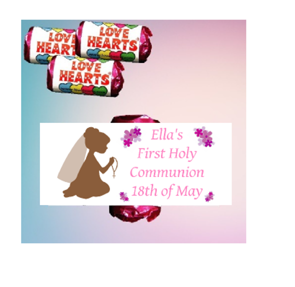 Personalised 1st Communion Girl Lovehearts (9 Pack)