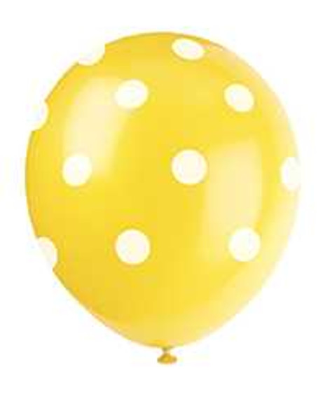 Yellow Dots Helium Balloons