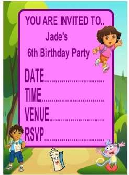 Personalised Dora Invitations