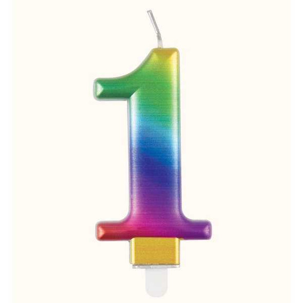 Rainbow 1 Candle | Birthday Candles | Rainbow Party Supplies