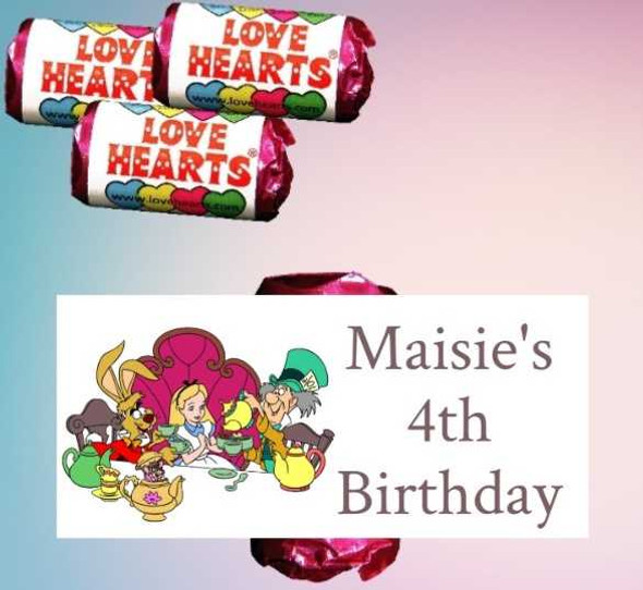 Personalised Alice Wonderland Loveheart (9 Pack)