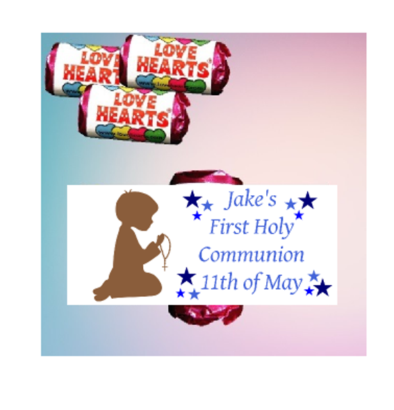 Personalised 1st Communion Boy Loveheart (9 Pack)