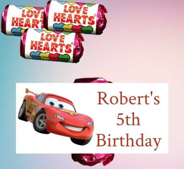 Personalised Cars Loveheart Sweets (9 Pack)