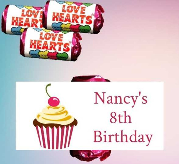 Personalised Cupcake Loveheart Sweets (9 Pack)