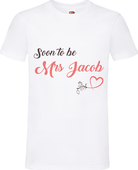 Personalised White Soon To Be Mrs T-Shirt