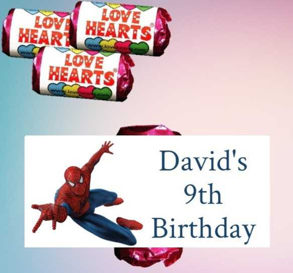 Personalised Spider Loveheart Sweets (9 Pack)