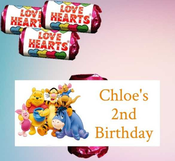 Personalised Winnie The Pooh Lovehearts (9 Pack)