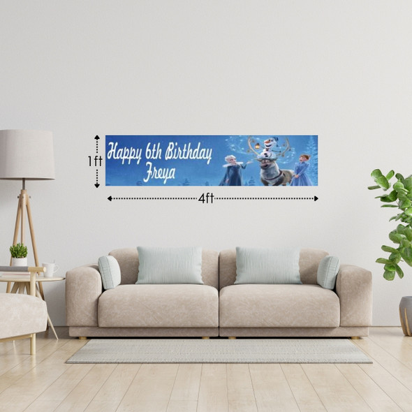 Personalised Disney Frozen Princess Banner | Disney Frozen Princess Birthday Banner | Personalised Girls Birthday Banner